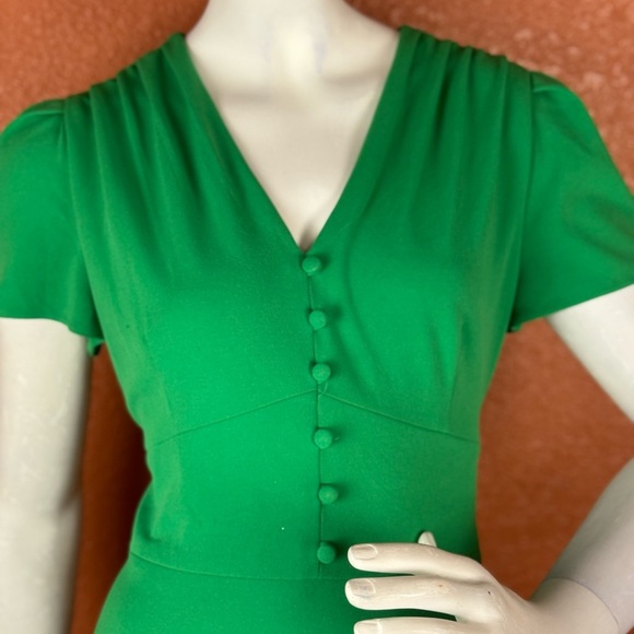 DKNY Women's Bubble-Sleeve Scuba-Crepe Midi Green Dress Size 10. C14 - Picture 8 of 17
